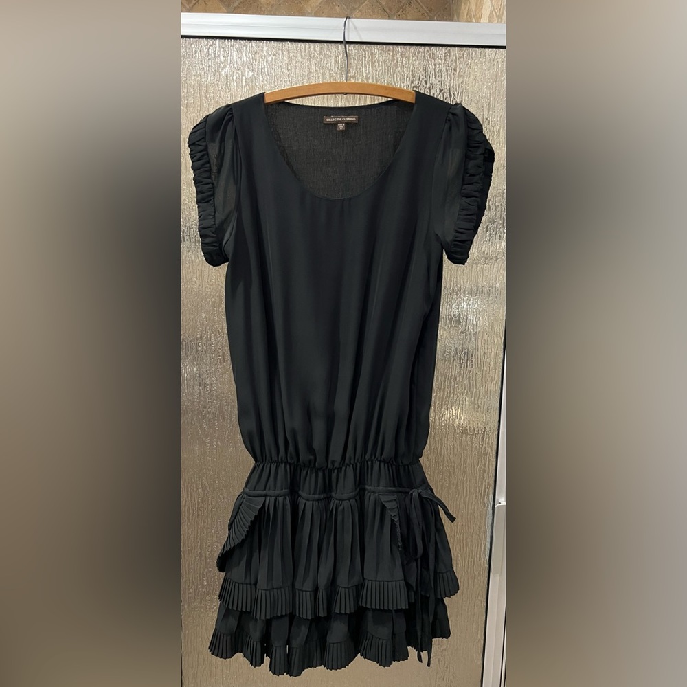 Collective Clothing Black Blouson Chiffon Tiered Ruffles